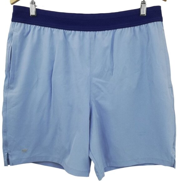 Fabletics Mens Fundamental Lined Pull On Workout Shorts Size l Blue Phone Pocket - Picture 1 of 8